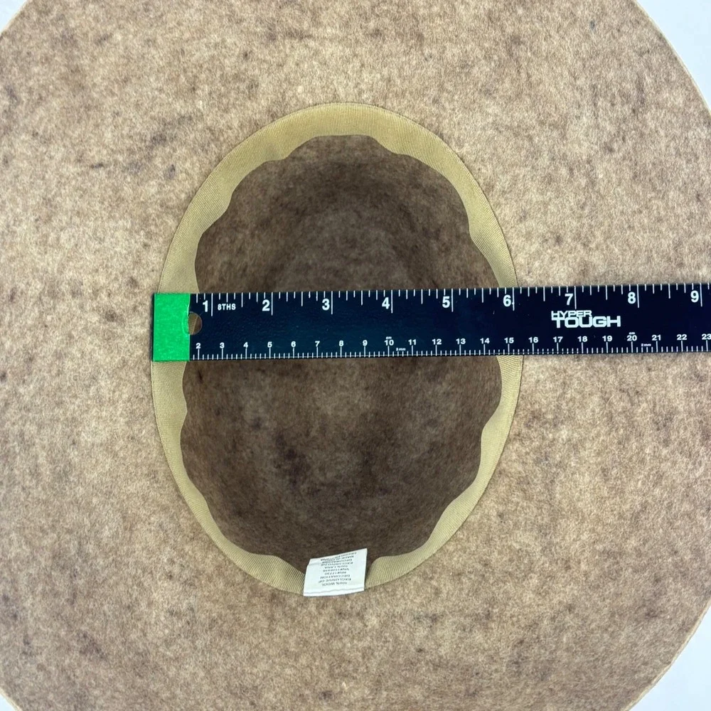 Boho Wide Brim Floppy Sun Hat Wool Feather Trim Winter Western Neutral Women OS